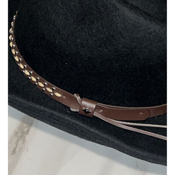 House of Harlow 1960 Black Wool Western Hat Studded Leather  display picture 3